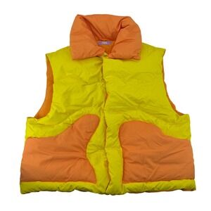 ERL Venice Beach Mens Wavy Puffer Vest Yellow Orange Down Filled ERL03C004 M